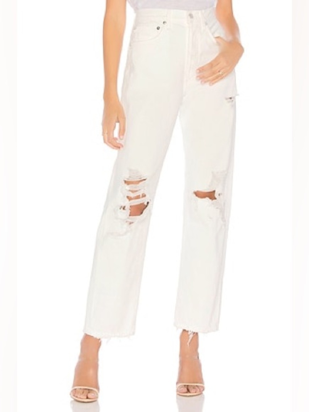 AGOLDE 90's Fit Mid Rise Loose Jean White Out 25 (Small Stains)